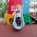 Child jumping in playground
